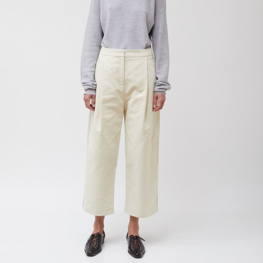 SARA LANZI Heavy Cotton Twill Flared Pants